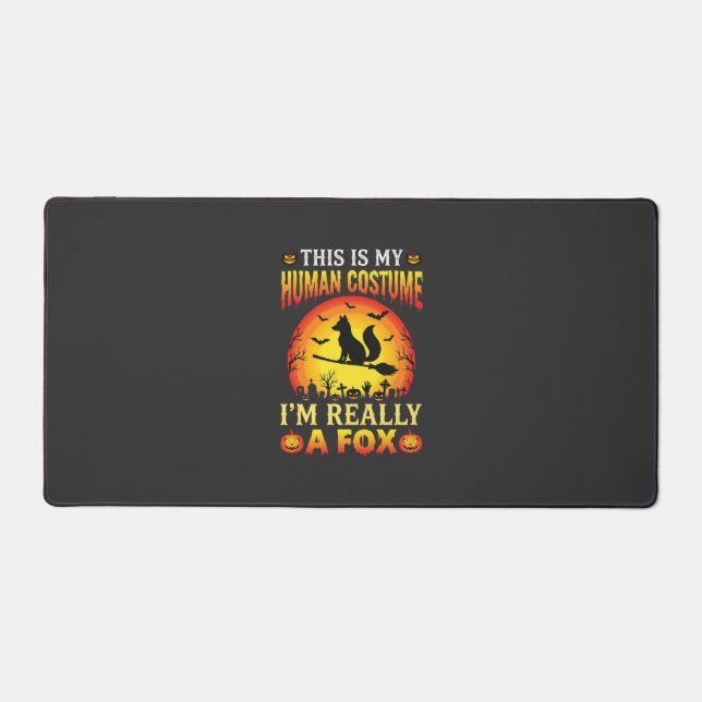 Funny Halloween Fox Human Costume Desk Mat (Front)