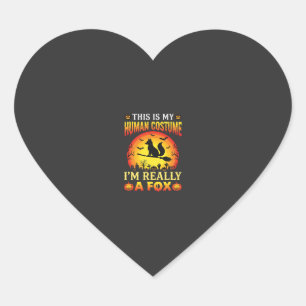 Funny Halloween Fox Human Costume Heart Sticker