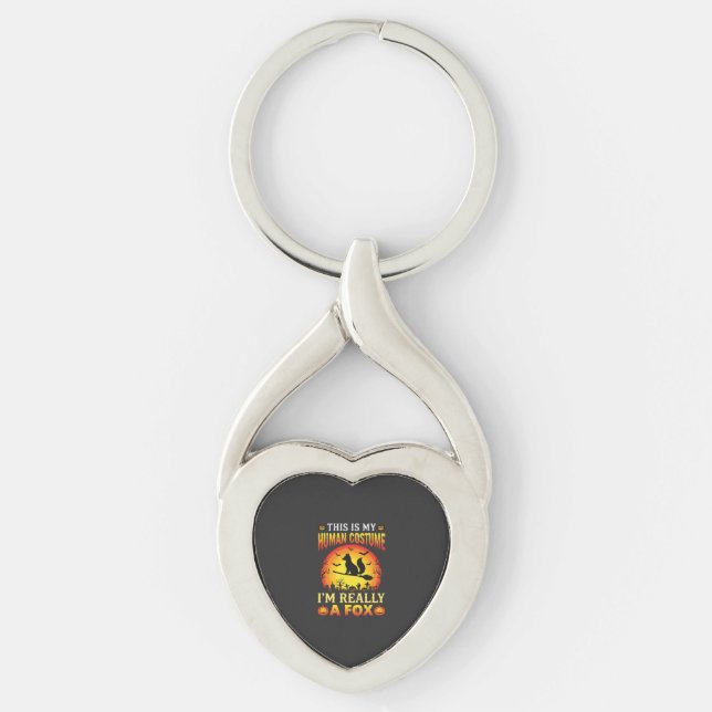 Funny Halloween Fox Human Costume Key Ring (Front)