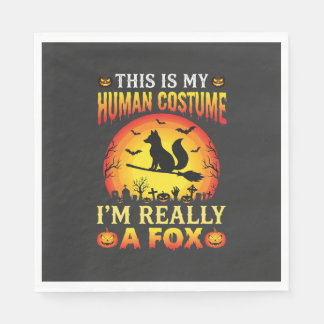 Funny Halloween Fox Human Costume Napkin