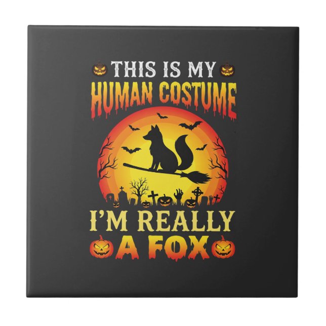 Funny Halloween Fox Human Costume Tile (Front)