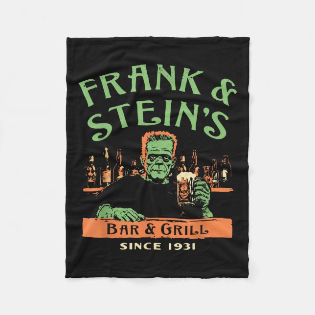 Funny Halloween Frank And Stein's Bar Grill  Fleece Blanket (Front)