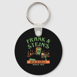 Funny Halloween Frank And Stein's Bar Grill Key Ring
