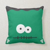 Funny Halloween Frankenstein Face Throw Pillow