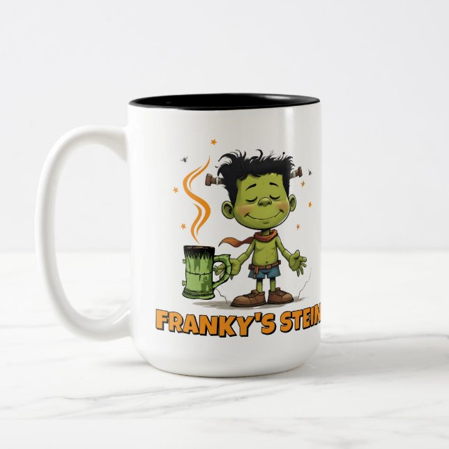 Funny Halloween Franky’s Stein Monster Coffee Mug (Left)