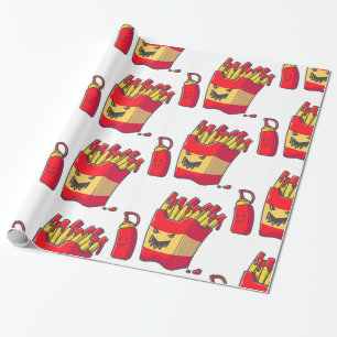 funny halloween french fries monster  wrapping paper