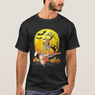 Funny Halloween Funny Skeleton Playing Guitar Pump T-Shirt