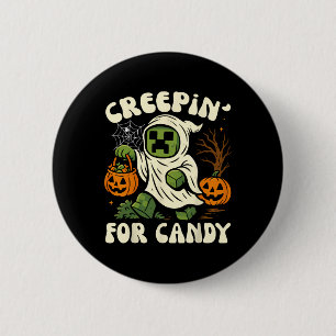 Funny Halloween Gamer Pixel Kids Boy Creepin' For  6 Cm Round Badge