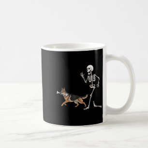 Funny Halloween German Shepherd And Skeleton  Coffee Mug