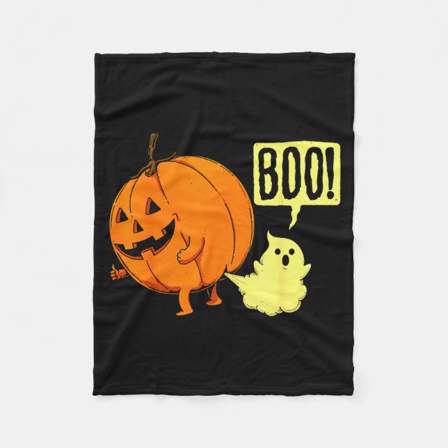 Funny Halloween Ghost And Spooky Pumpkin Boo Costu Fleece Blanket (Front)