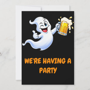 Funny Halloween Ghost Beer Pun Party Invitation