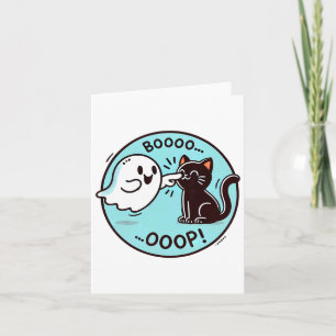 Funny Halloween Ghost Black Cat Boop Easy Lazy Cos Card