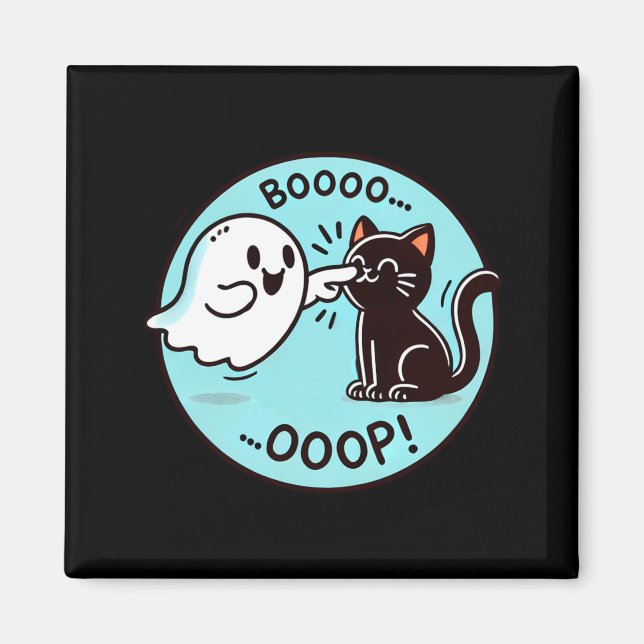 Funny Halloween Ghost Black Cat Boop Easy Lazy Magnet (Front)