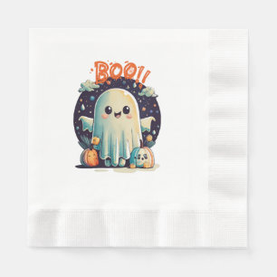 Funny Halloween Ghost Boo in Galaxy Napkin