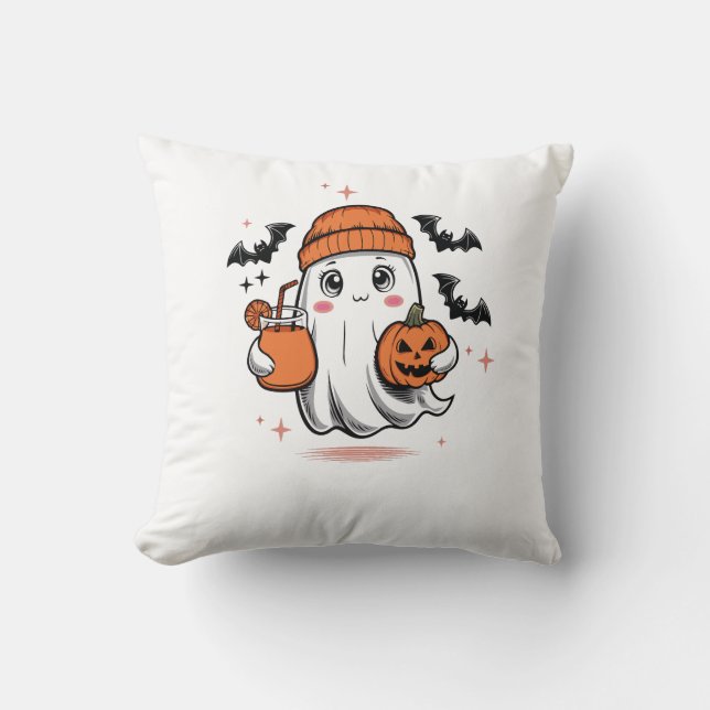 Funny Halloween Ghost Boo Jee ghost for Halloween Cushion (Front)