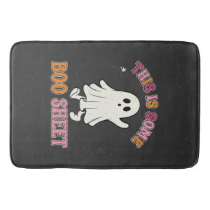 Funny Halloween Ghost Boo Sheet Floral Retro Desig Bath Mat