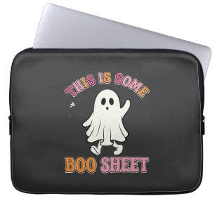 Funny Halloween Ghost Boo Sheet Floral Retro Desig Laptop Sleeve