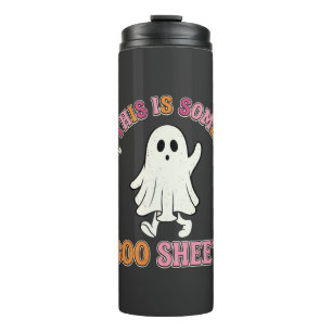 Funny Halloween Ghost Boo Sheet Floral Retro Desig Thermal Tumbler