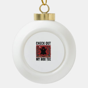 Funny Halloween Ghost Boo Tee Vintage Vector Desig Ceramic Ball Christmas Ornament