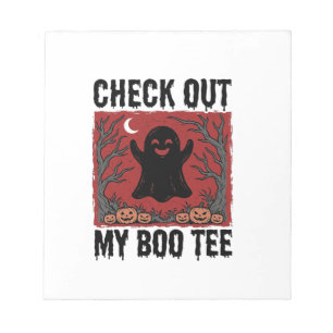Funny Halloween Ghost Boo Tee Vintage Vector Desig Notepad