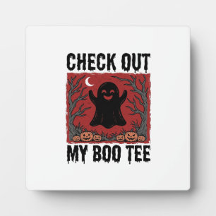 Funny Halloween Ghost Boo Tee Vintage Vector Desig Plaque