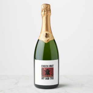 Funny Halloween Ghost Boo Tee Vintage Vector Desig Sparkling Wine Label