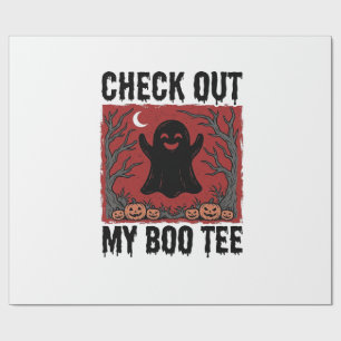 Funny Halloween Ghost Boo Tee Vintage Vector Desig Wrapping Paper