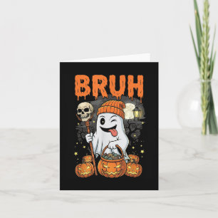Funny Halloween Ghost Bruh Candy Ghost Costume Men Card