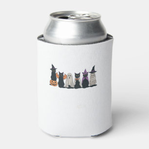 Funny Halloween Ghost Cat Spooky Black Cat Lover Can Cooler