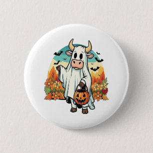 Funny Halloween Ghost Cow 6 Cm Round Badge