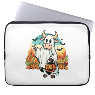 Funny Halloween Ghost Cow Laptop Sleeve