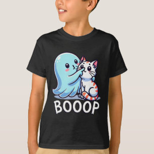 Funny Halloween Ghost Cute Cat Boop Easy Lazy Cost T-Shirt