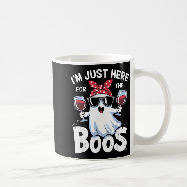 Funny Halloween Ghost Design Im Here for The Boos Coffee Mug (Right)