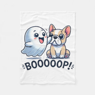 Funny Halloween Ghost French Bulldog Boop Easy Laz Fleece Blanket