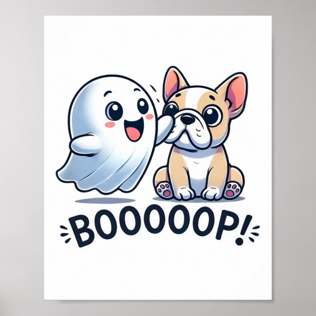 Funny Halloween Ghost French Bulldog Boop Easy Laz Poster (Front)