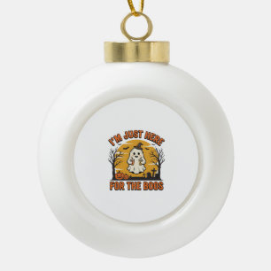 Funny Halloween Ghost Here for the Boos Vintage De Ceramic Ball Christmas Ornament