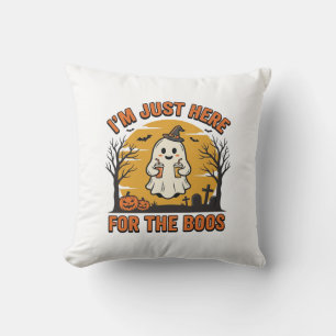 Funny Halloween Ghost Here for the Boos Vintage De Cushion