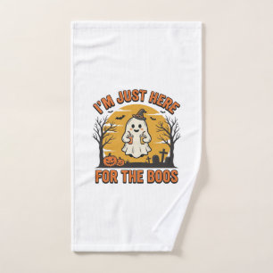 Funny Halloween Ghost Here for the Boos Vintage De Hand Towel