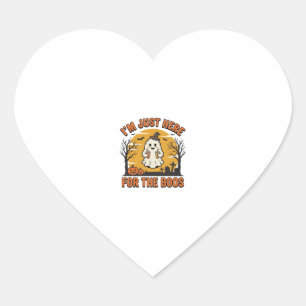 Funny Halloween Ghost Here for the Boos Vintage De Heart Sticker