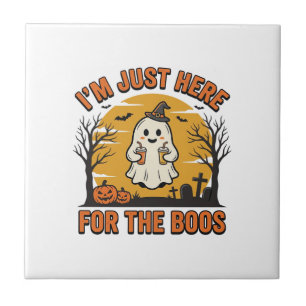 Funny Halloween Ghost Here for the Boos Vintage De Tile