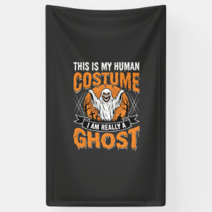 Funny Halloween Ghost Human Costume Vintage Banner