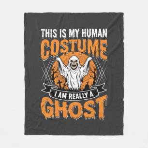 Funny Halloween Ghost Human Costume Vintage Fleece Blanket