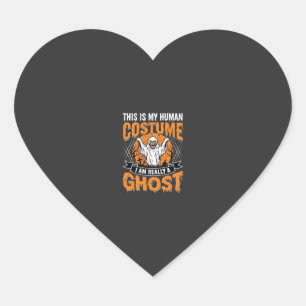 Funny Halloween Ghost Human Costume Vintage Heart Sticker