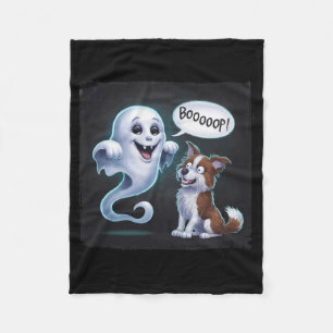 Funny Halloween Ghost Husky Dog Boop Silly Puppy H Fleece Blanket