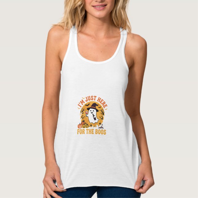Funny Halloween Ghost I'm Just Here For The Boos Singlet (Front)