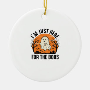 Funny Halloween Ghost Just Here for the Boos Shirt Ceramic Tree Decoration