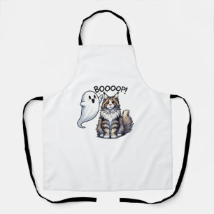 Funny Halloween Ghost Maine Coon Cat Boop Easy Laz Apron