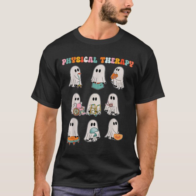 Funny Halloween Ghost Physical Therapy Pt Physical T-Shirt (Front)