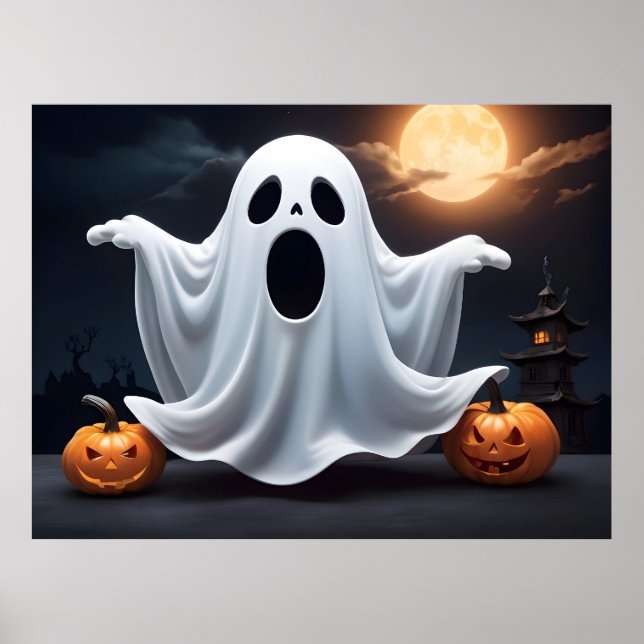 Funny Halloween ghost Poster (Front)