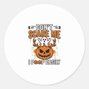 Funny Halloween Ghost Pumpkin Quote Vector Design_ Classic Round Sticker
